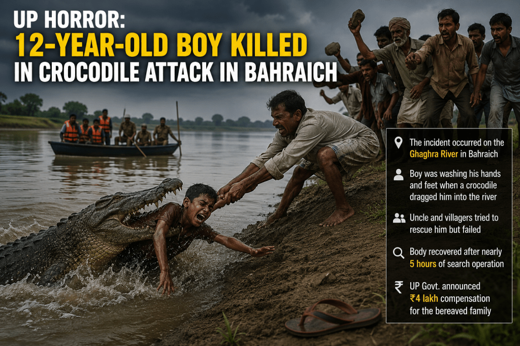 UP Horror: 12-Year-Old Boy Killed in Crocodile Attack in&nbsp;Bahraich