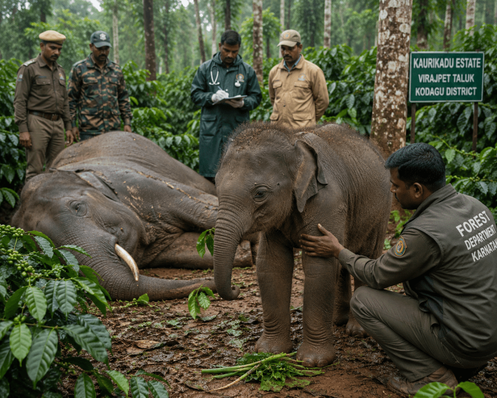 Wild Elephant Found Dead in Kodagu Coffee Estate, Orphaned Calf&nbsp;Rescued
