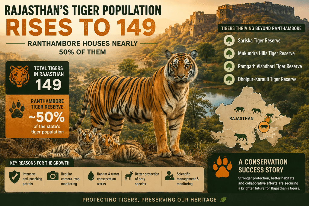 Rajasthan’s Tiger Population Climbs to 149, Ranthambore Remains the State’s&nbsp;Stronghold