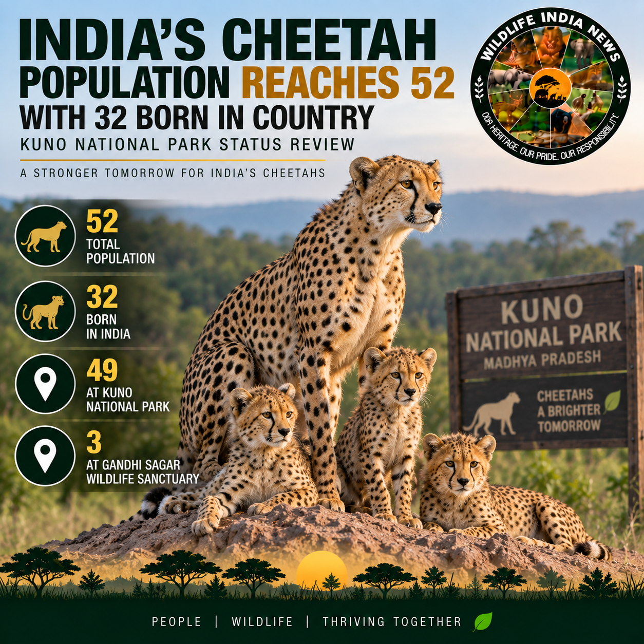 India’s Cheetah Population Reaches 52 as Project Cheetah Completes Four Years