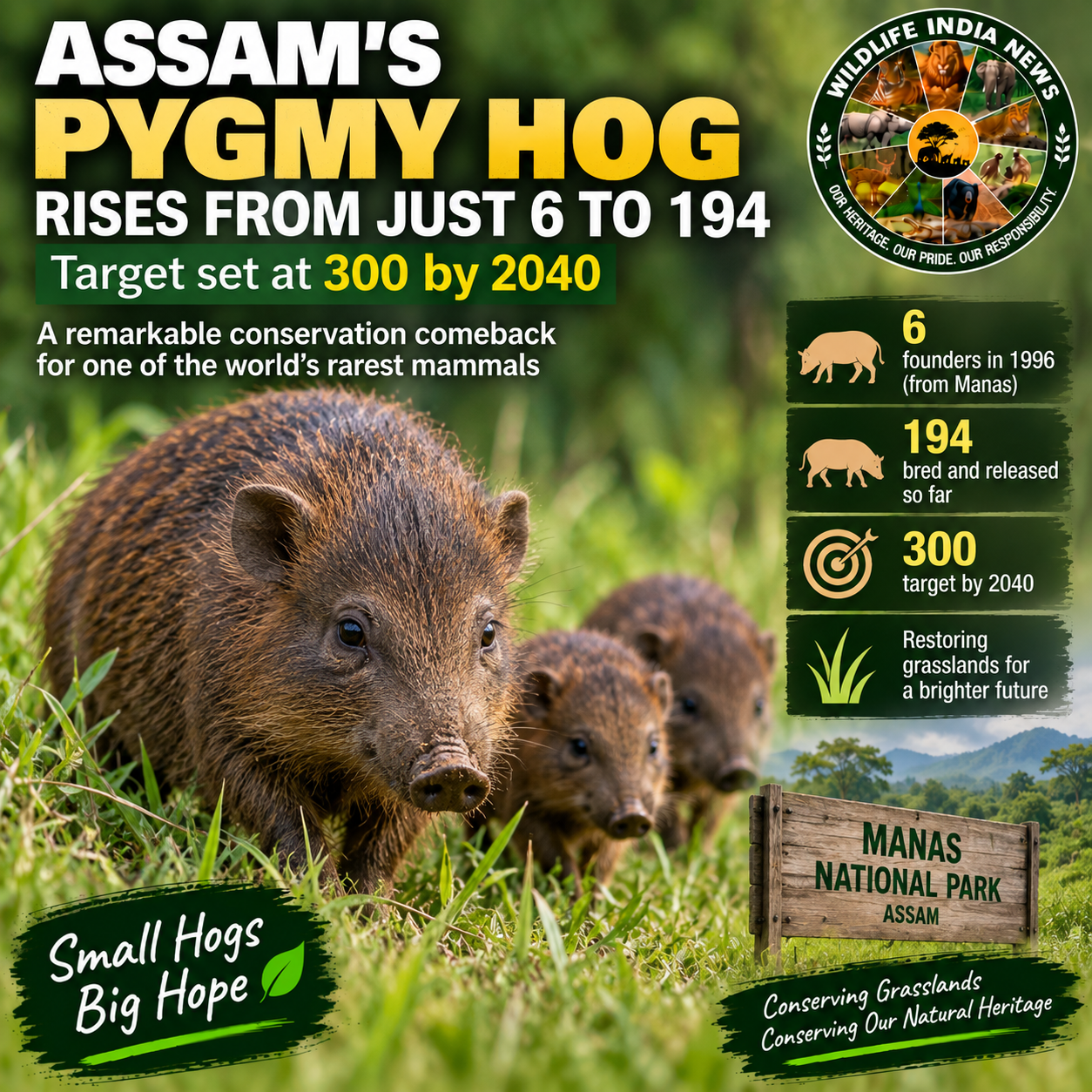 From Six Founders to 194 Releases: Assam’s Tiny Pygmy Hog Stages a Remarkable Comeback