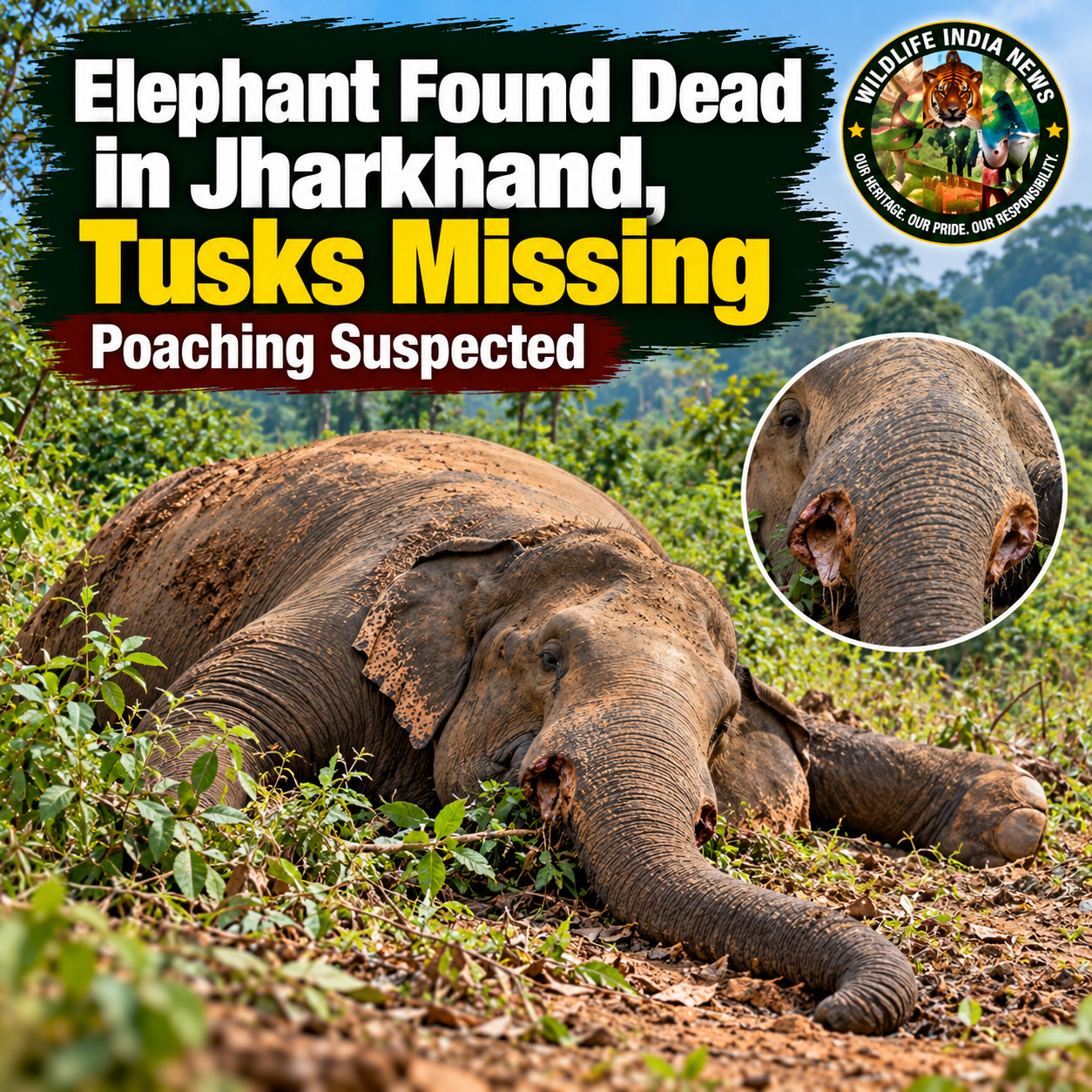 Elephant Found Dead in Jharkhand With Tusks Missing; Poaching Suspected